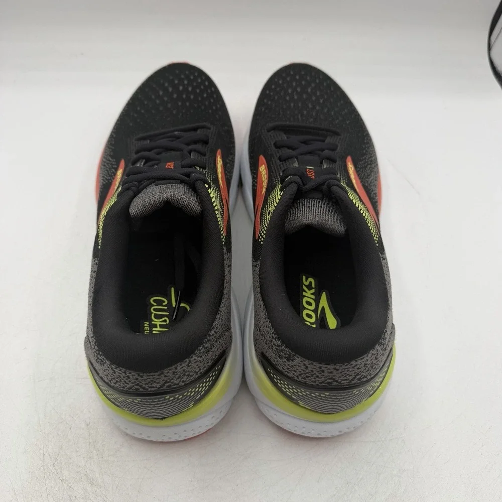 Brooks Ghost 16 Running Shoes Mens Sz 10 D Black/Mandarin Red/Green Sneakers